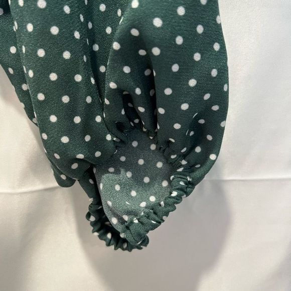 NWT Draper James bodysuit blouse XL green polka dot - Picture 6 of 11